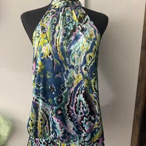 Multi coloured paisley print halter top